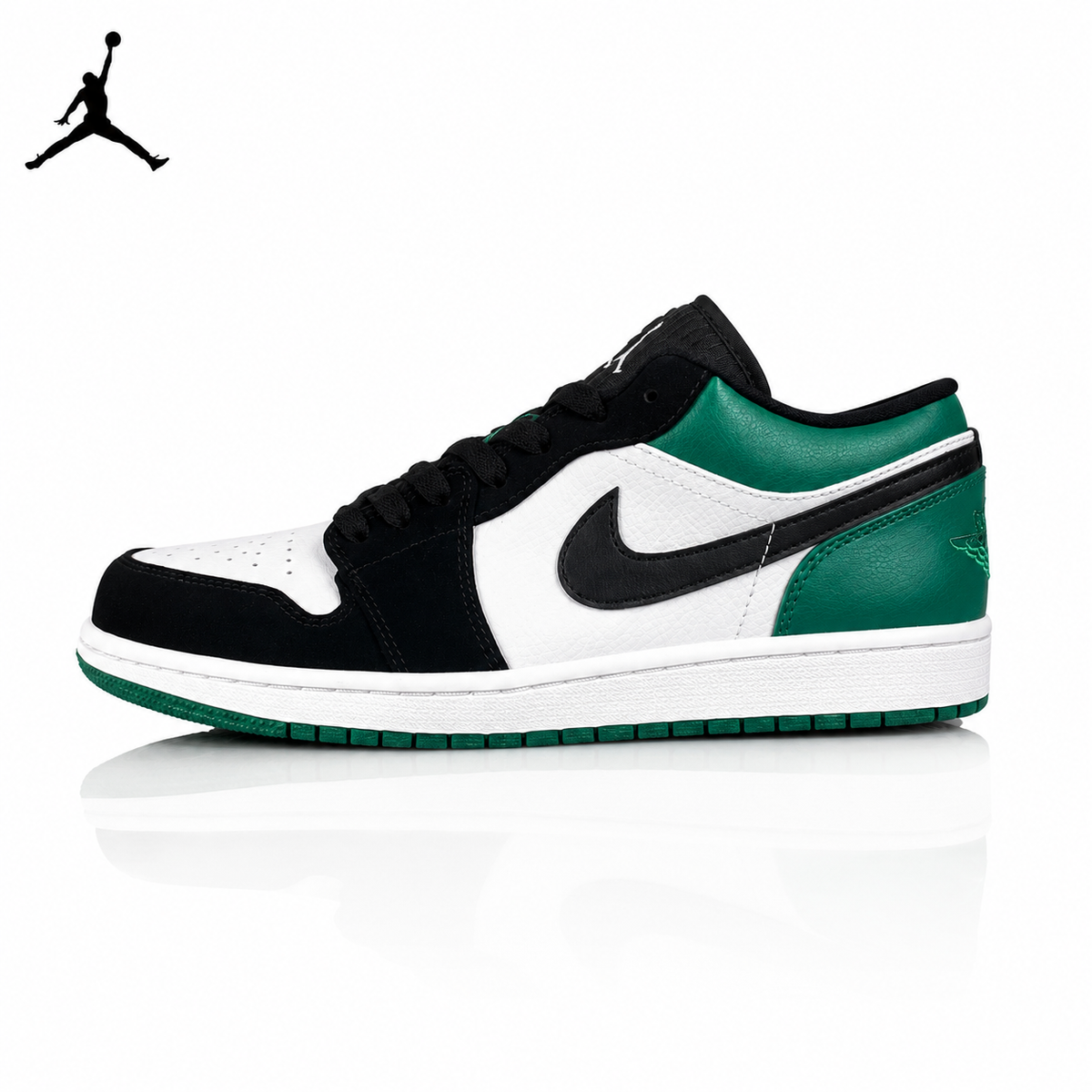 Air Jordan 1 Low Black/Green Toe 553558-113 Unisex Sneakers