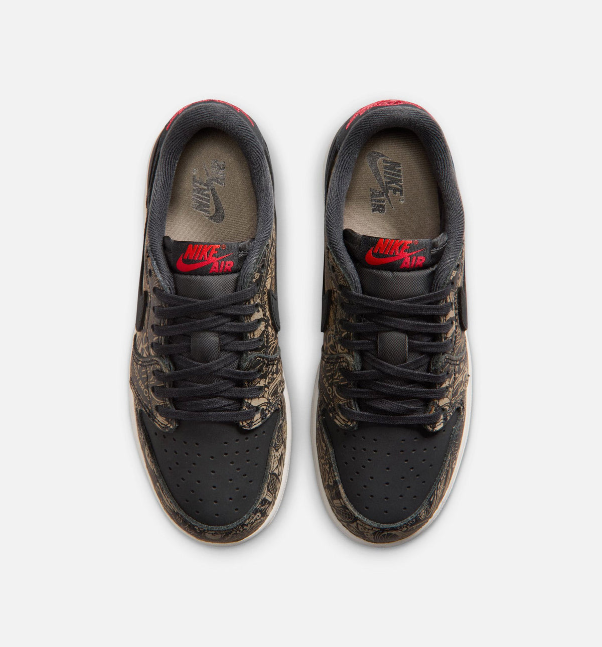 Air Jordan 1 Retro Low OG Laser Black And Varsity Red Grade School Shoes - Black Varsity Red White