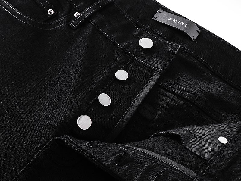AMIRI Black Rhinestone Script Denim Shorts