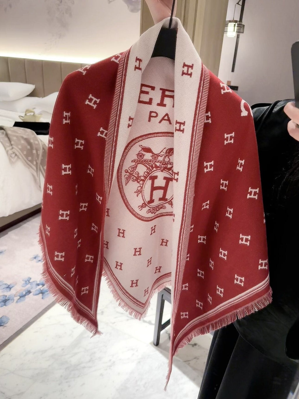 Hermes Style Reversible Equestrian Cape Shawl