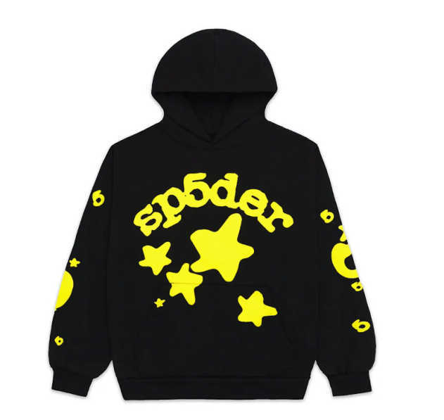 Sp5der Worldwide Beluga Hoodie Onyx/Yellow